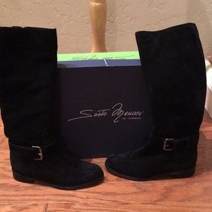 Sesto Meucci Black Suede Tall Riding Boots
